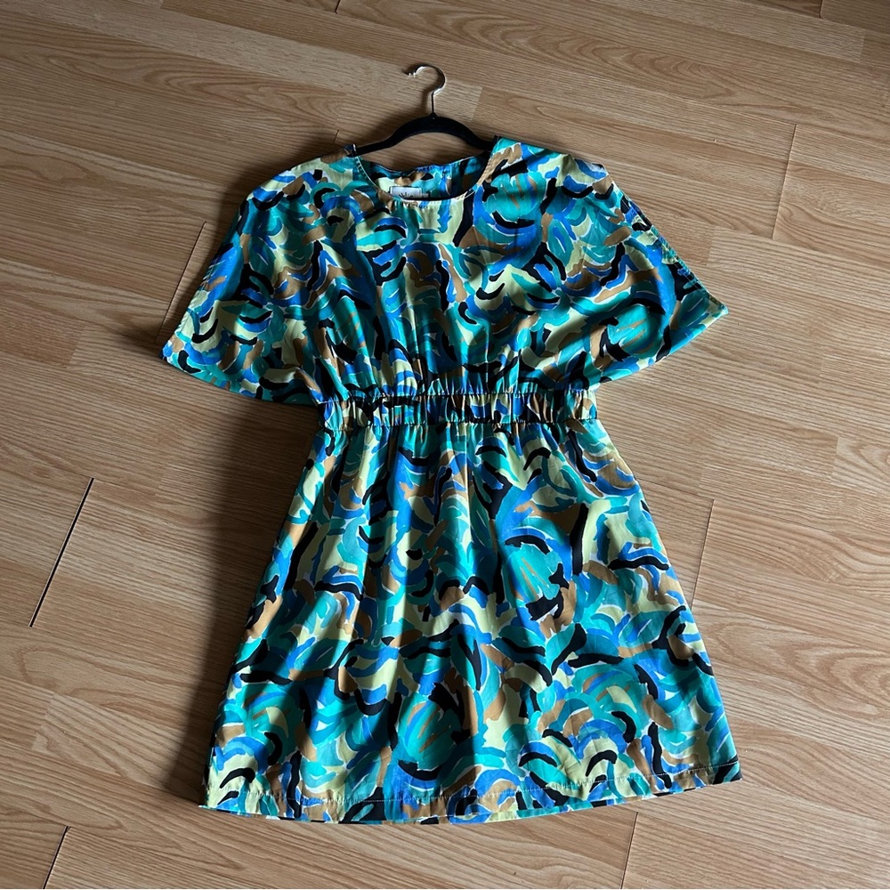 Lili Sidonio Green Blue Patterned Mini Dress Small